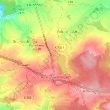 Obercallenbergの地形図、標高、地勢