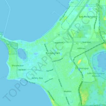 Rockinghamの地形図、標高、地勢