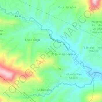 Cerro del Guayaboの地形図、標高、地勢