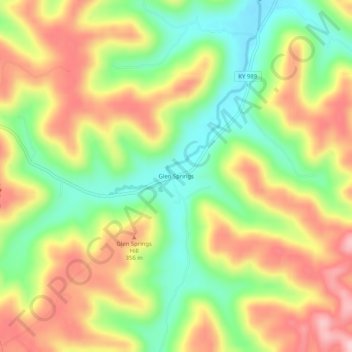 Glen Springsの地形図、標高、地勢