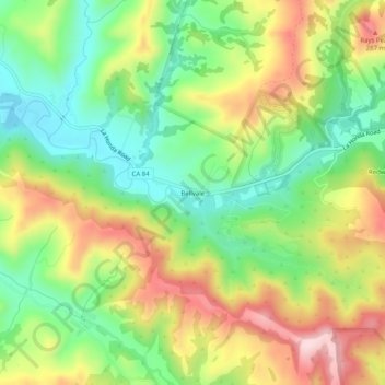 Bellvaleの地形図、標高、地勢