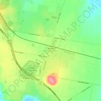 New Gisborneの地形図、標高、地勢