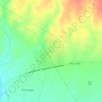 Los Centenalesの地形図、標高、地勢