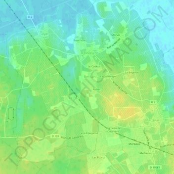 Caboyの地形図、標高、地勢