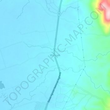 Wasianの地形図、標高、地勢