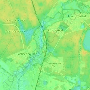 Glashütteの地形図、標高、地勢