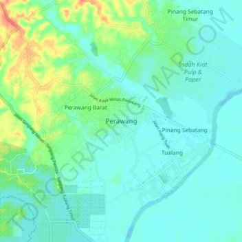 Perawangの地形図、標高、地勢