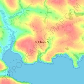 St Ishmaelsの地形図、標高、地勢