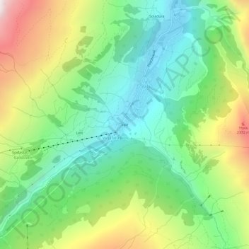 Valéの地形図、標高、地勢