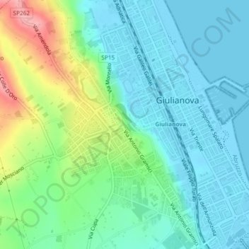 Belvedereの地形図、標高、地勢