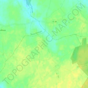 Pouillacの地形図、標高、地勢