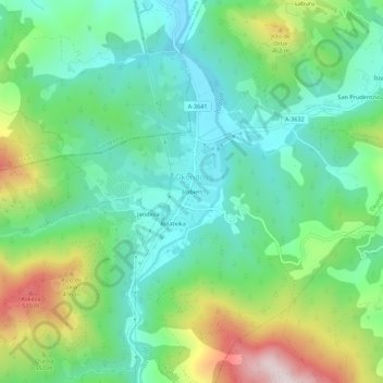 Irabienの地形図、標高、地勢