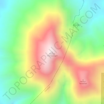 Kentur Tetempanganの地形図、標高、地勢