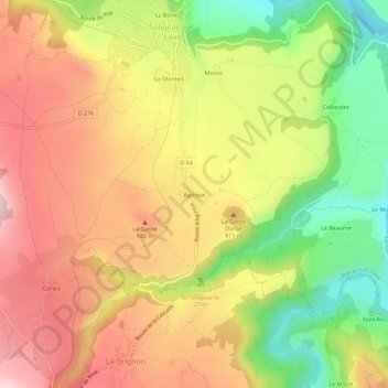 Agizouxの地形図、標高、地勢