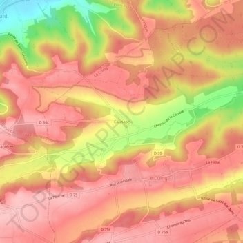 Cauhapéの地形図、標高、地勢