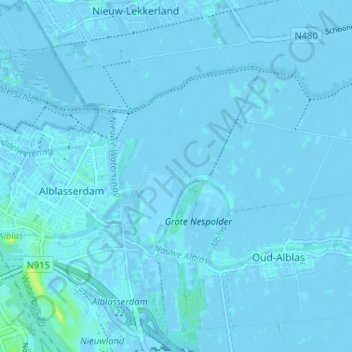 Kortlandの地形図、標高、地勢
