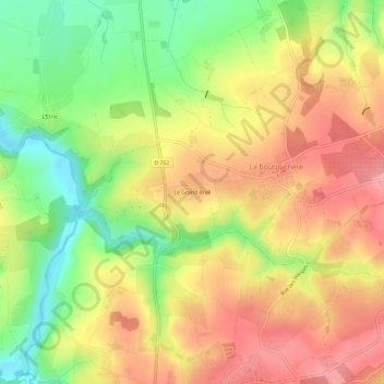 Le Grand Breilの地形図、標高、地勢
