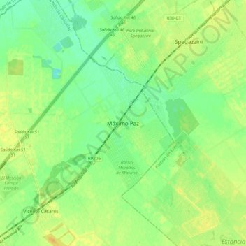 Máximo Pazの地形図、標高、地勢
