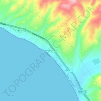 Puerto Nuevoの地形図、標高、地勢