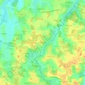 Labergementの地形図、標高、地勢