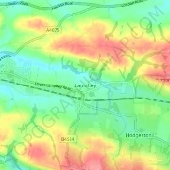 Lampheyの地形図、標高、地勢