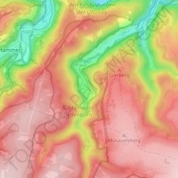 Hirschrottの地形図、標高、地勢