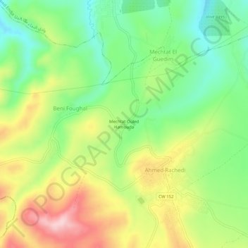 Mechtat Ouled Hamoudaの地形図、標高、地勢