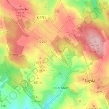 Pilsdorfの地形図、標高、地勢