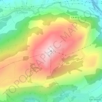 Pico Llenの地形図、標高、地勢