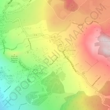 Piton Goyaveの地形図、標高、地勢