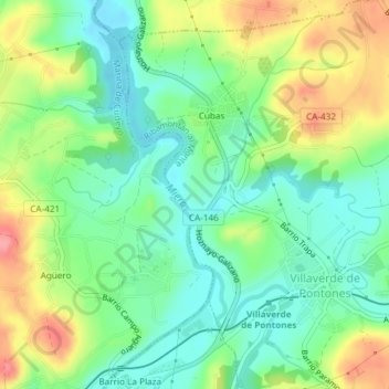Agüeroの地形図、標高、地勢