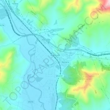 Vallo Scaloの地形図、標高、地勢