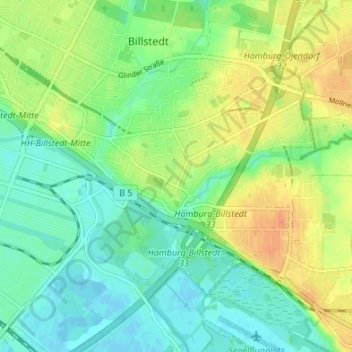 Kirchsteinbekの地形図、標高、地勢
