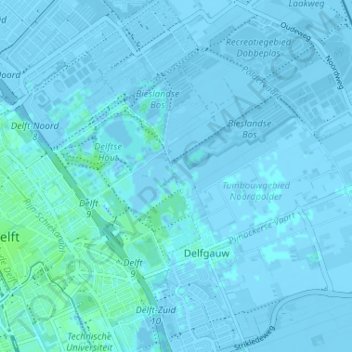 Klein Delfgauwの地形図、標高、地勢