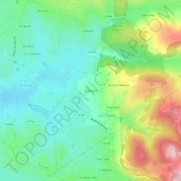 La Cipièreの地形図、標高、地勢