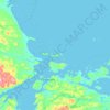 Newfoundland Islandの地形図、標高、地勢