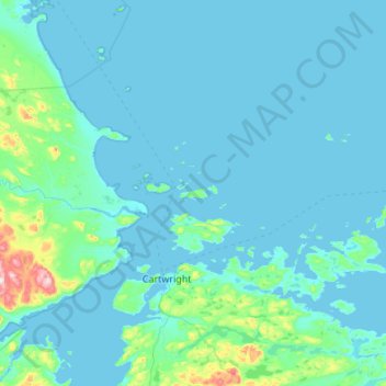 Newfoundland Islandの地形図、標高、地勢