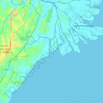Layanganの地形図、標高、地勢