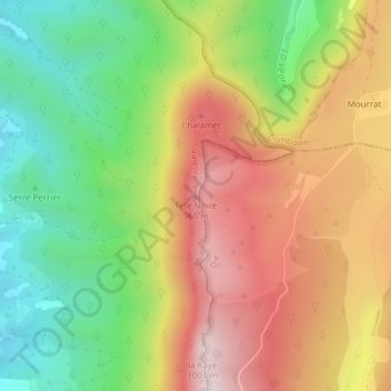 Tête Noireの地形図、標高、地勢