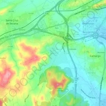 Igolloの地形図、標高、地勢