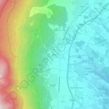Airansの地形図、標高、地勢