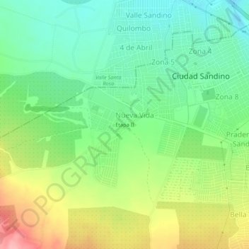 Etapa IIの地形図、標高、地勢