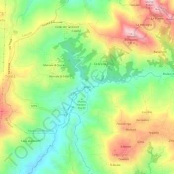 Arioloの地形図、標高、地勢