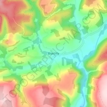 Brechfaの地形図、標高、地勢