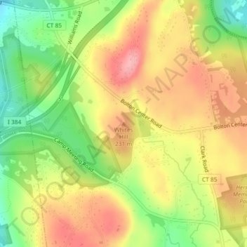 Whites Hillの地形図、標高、地勢
