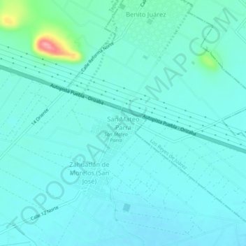 San Mateo Parraの地形図、標高、地勢