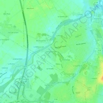 Sainte-Catherineの地形図、標高、地勢