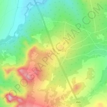 Mutaruleの地形図、標高、地勢