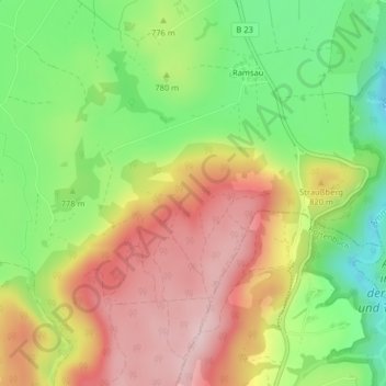 Schnaidbergの地形図、標高、地勢