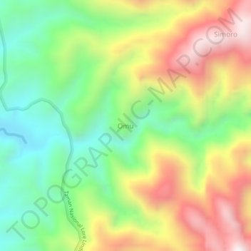 Omuの地形図、標高、地勢